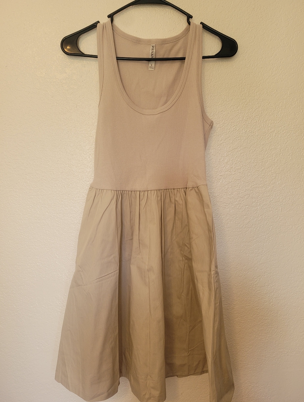Zenana Outfitters Taupe Sleeveless Ribbed Tank Midi Dress